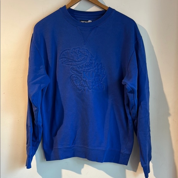 University of Kansas Embroidered Blue Crewneck Sweater - Picture 1 of 4